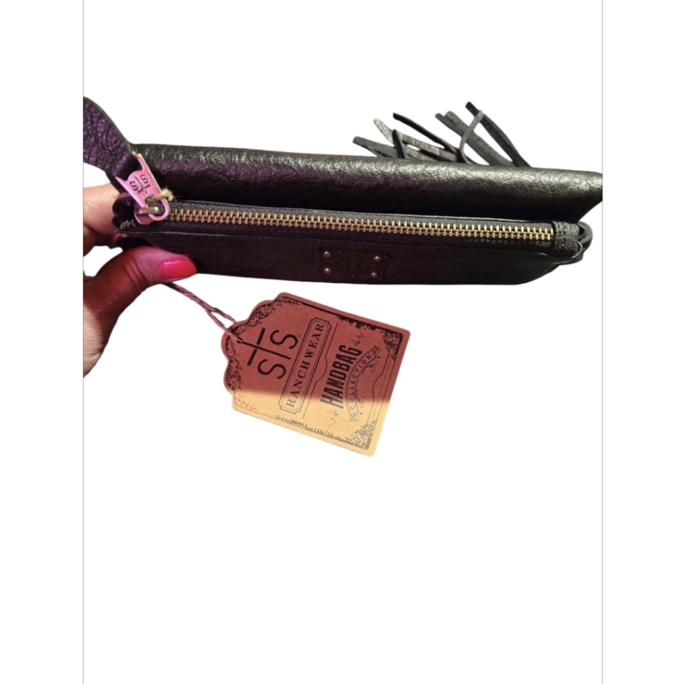 STS Ranchwear Black Indie Mesa Leather Wallet with Fringe - Picture 3 of 4